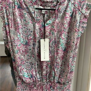 Women's Paisley Blouse - Pink and Green